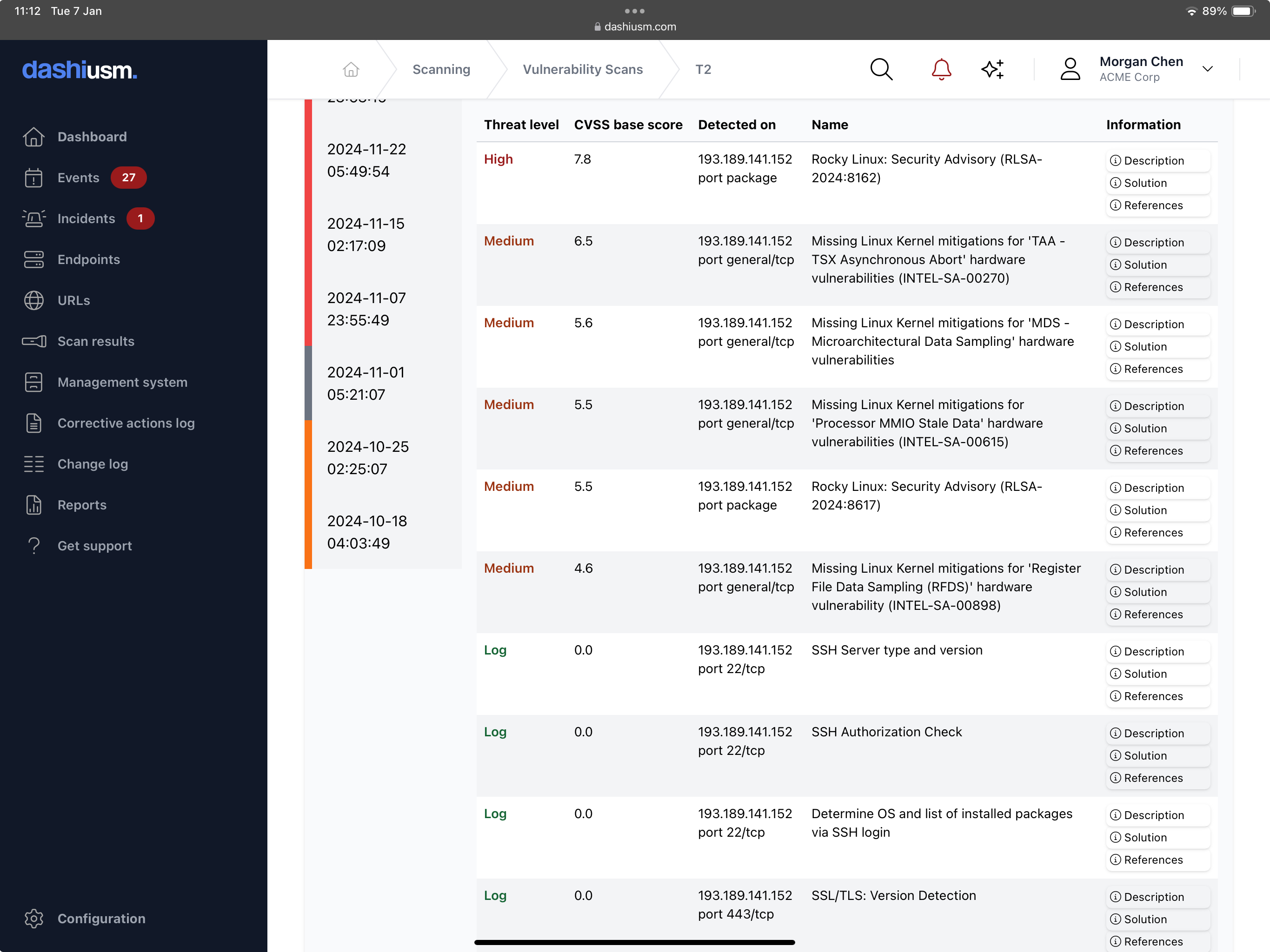 Vulnerabilities list